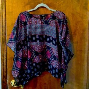 Sheer geometric color tunic